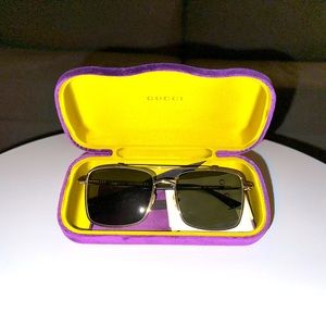 GUCCI 00610SK 001 Men’s Gold Gray Square Sunglasses